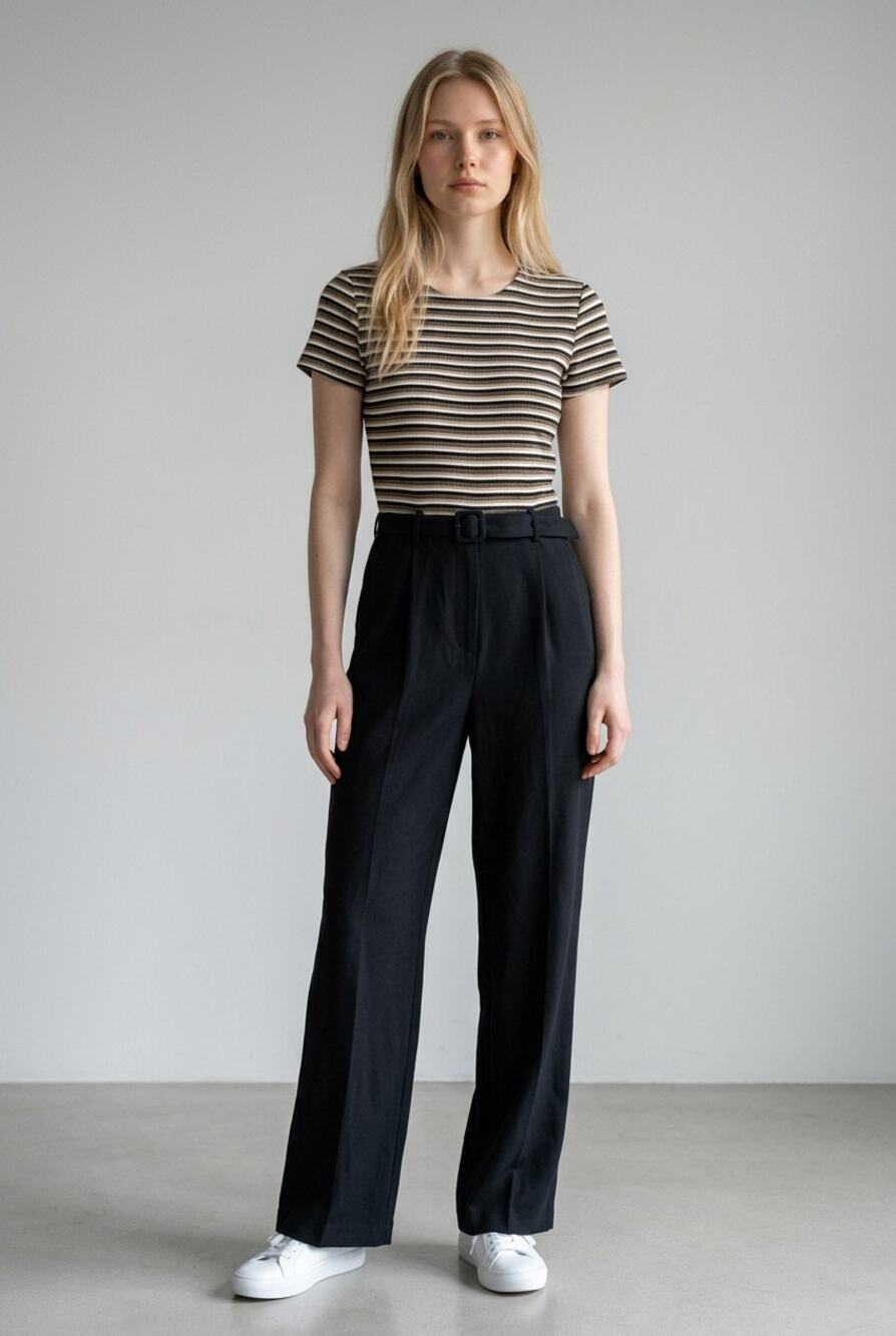Vintage 80's Jumpsuit 12 striped short-sleeve top straight-leg pants one-piece